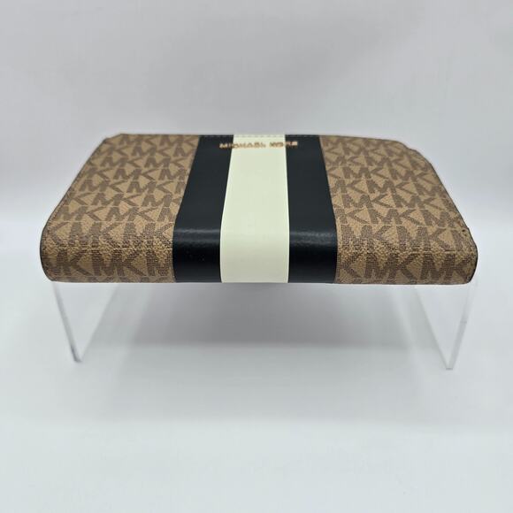 Michael Kors Wristlet Double Zip Brown Monogram Jet Set 7.5" x 4.5" - Picture 11 of 12